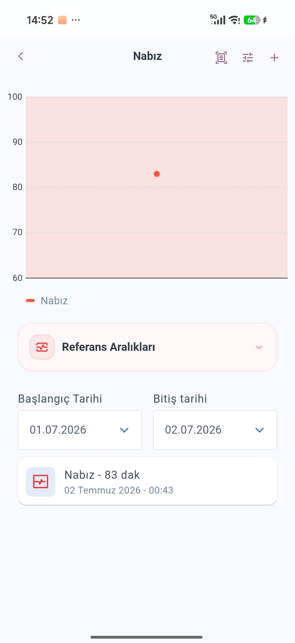 Health Monitor Nabız Ölçüm Ekranı