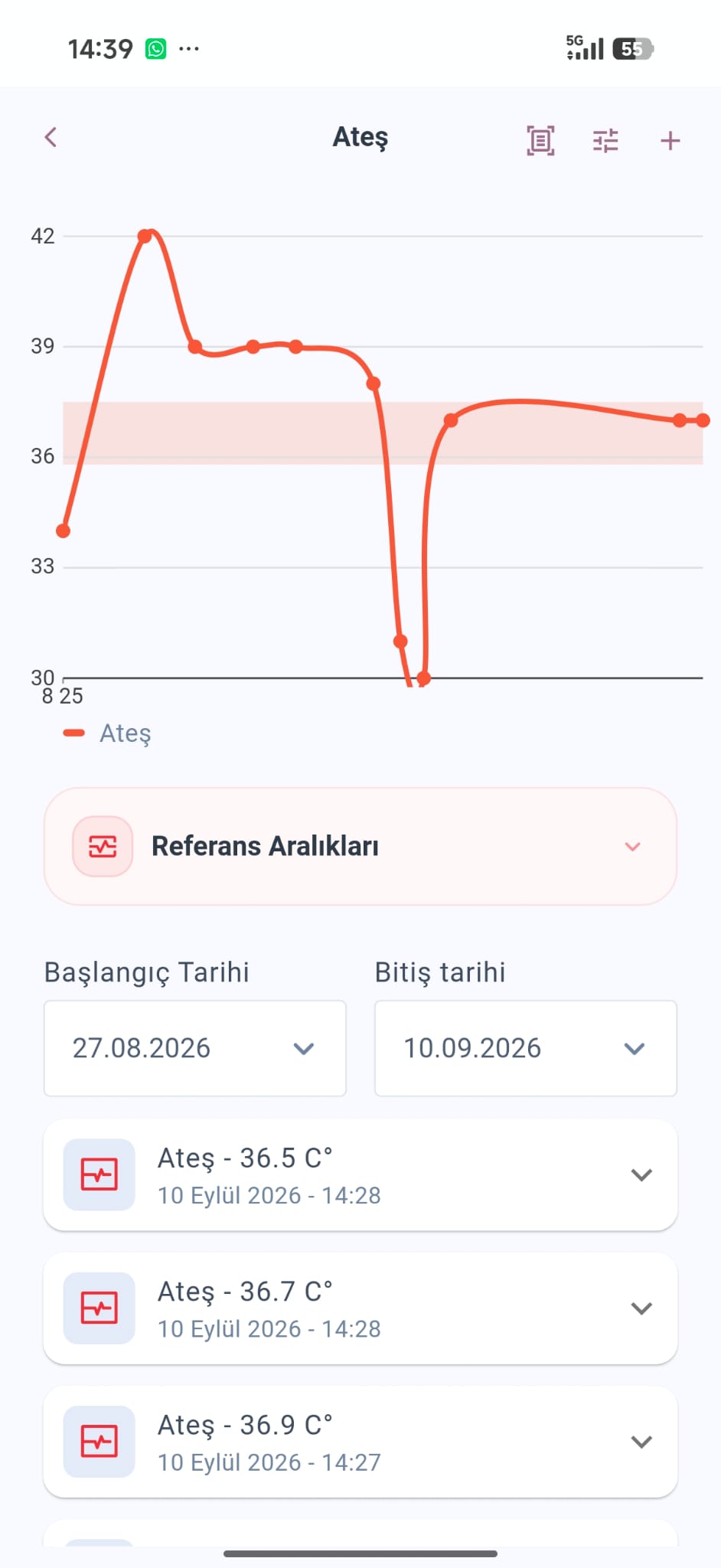 Health Monitor Geçmiş Ölçüm Takibi